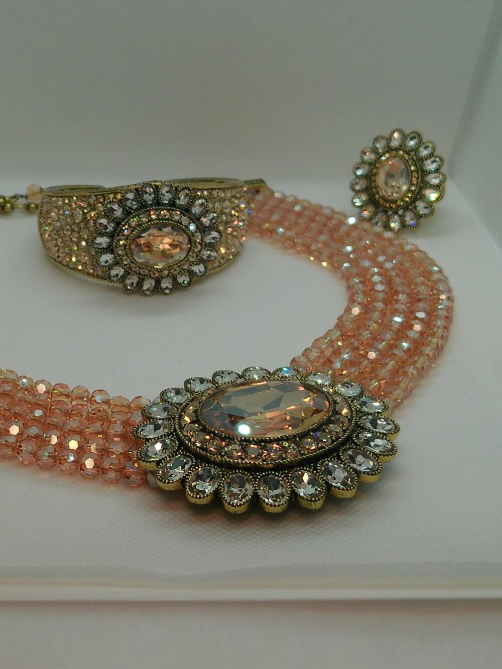 Heidi Daus Multi-Strand Crystal Necklace Set Necklace Bracelet Earring Ring